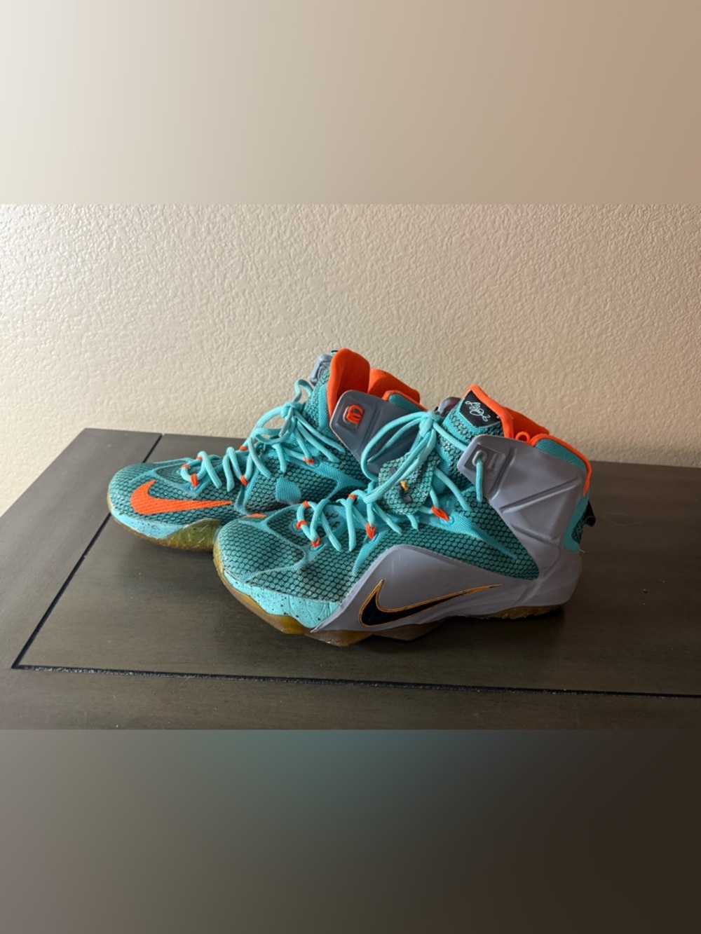 Nike LeBron 12 Teal Orange Sneakers Size 9.5